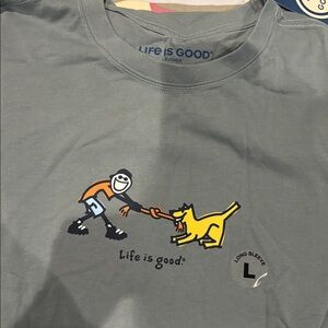Life Is Good Charcoal Tee with Playful Graphic